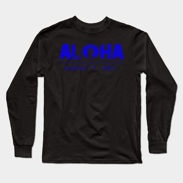 Aloha Rising Sun King Kamehameha (blue) by Hawaii Nei All Day Long Sleeve T-Shirt by hawaiineiallday